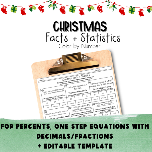 Christmas Facts and Statistics Color by Number Worksheet