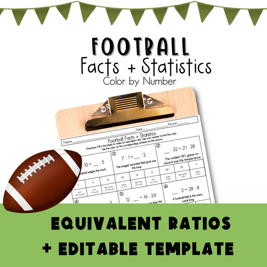 Football Facts and Statistics Color by Number Worksheet