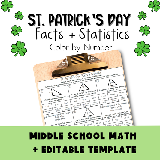 St. Patrick's Day Facts and Statistics Color by Number Worksheet