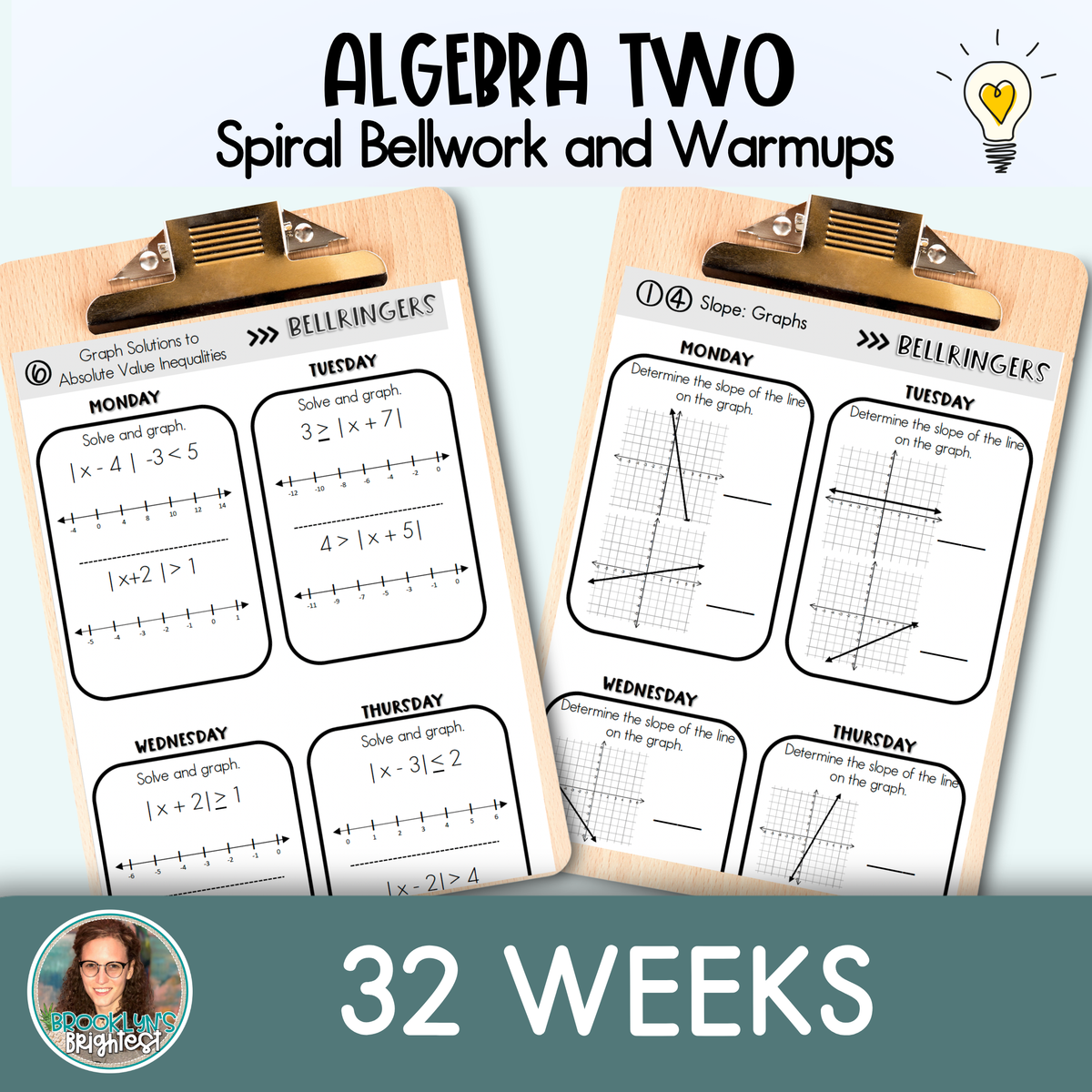 Algebra Two Spiral Bellringers, Warmups, and Bellwork
