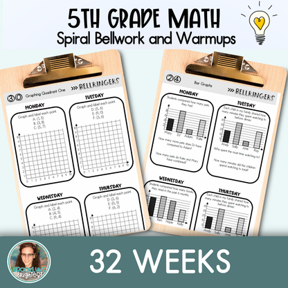 5th Grade Math Spiral Bellringers, Warmups, and Bellwork