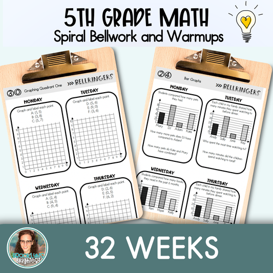 5th Grade Math Spiral Bellringers, Warmups, and Bellwork