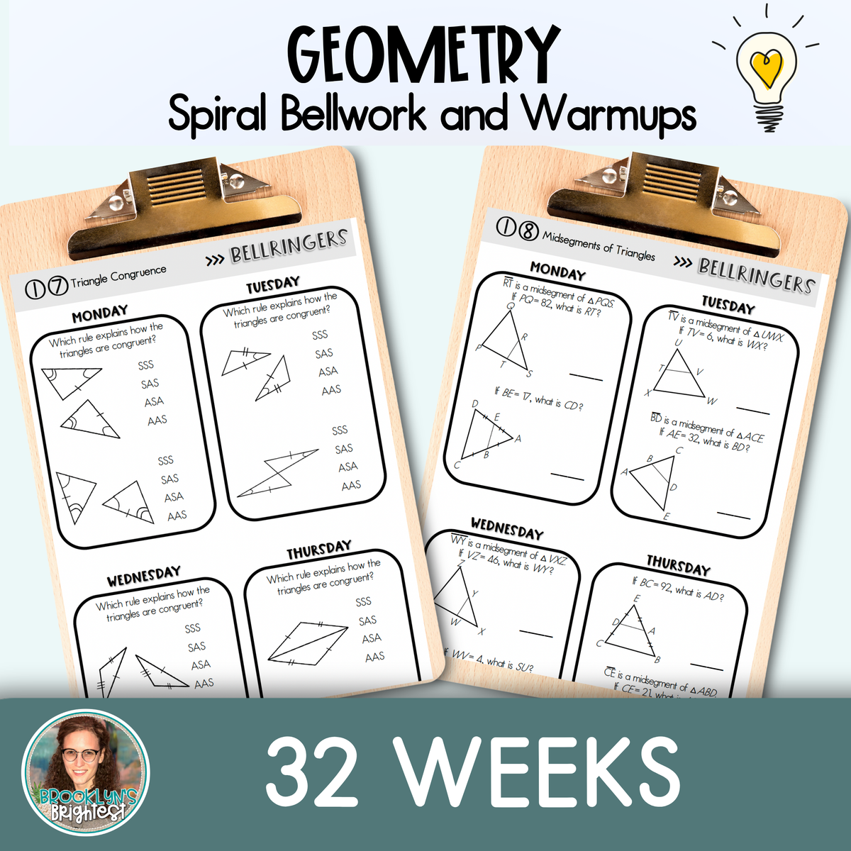 Geometry Spiral Bellringers, Warmups, and Bellwork