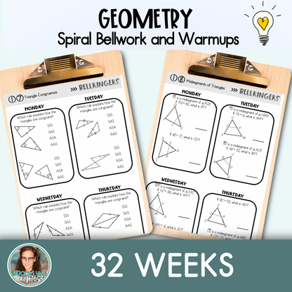 Geometry Spiral Bellringers, Warmups, and Bellwork