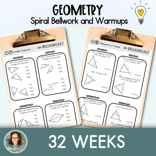 Geometry Spiral Bellringers, Warmups, and Bellwork