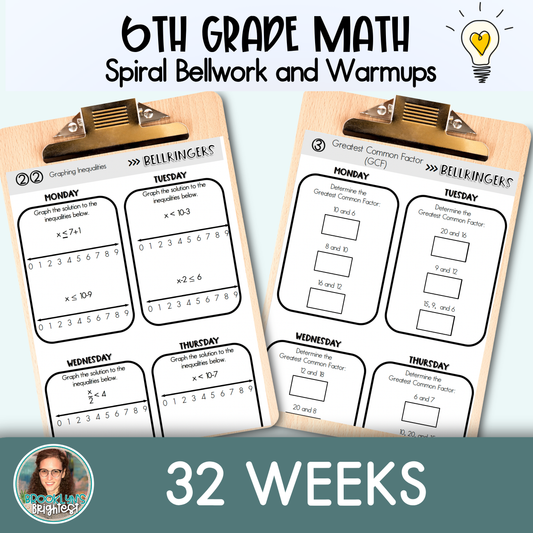 6th Grade Math Spiral Bellringers, Warmups, and Bellwork