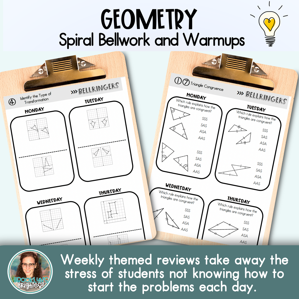Geometry Spiral Bellringers, Warmups, and Bellwork
