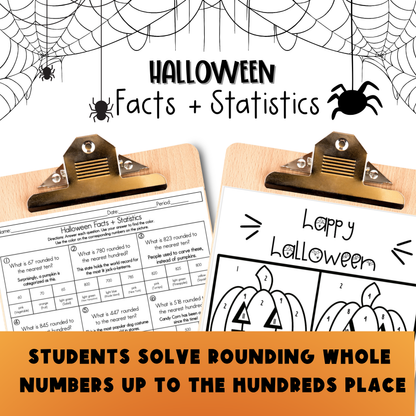 Halloween 3rd Grade Facts and Statistics Color by Number Worksheet
