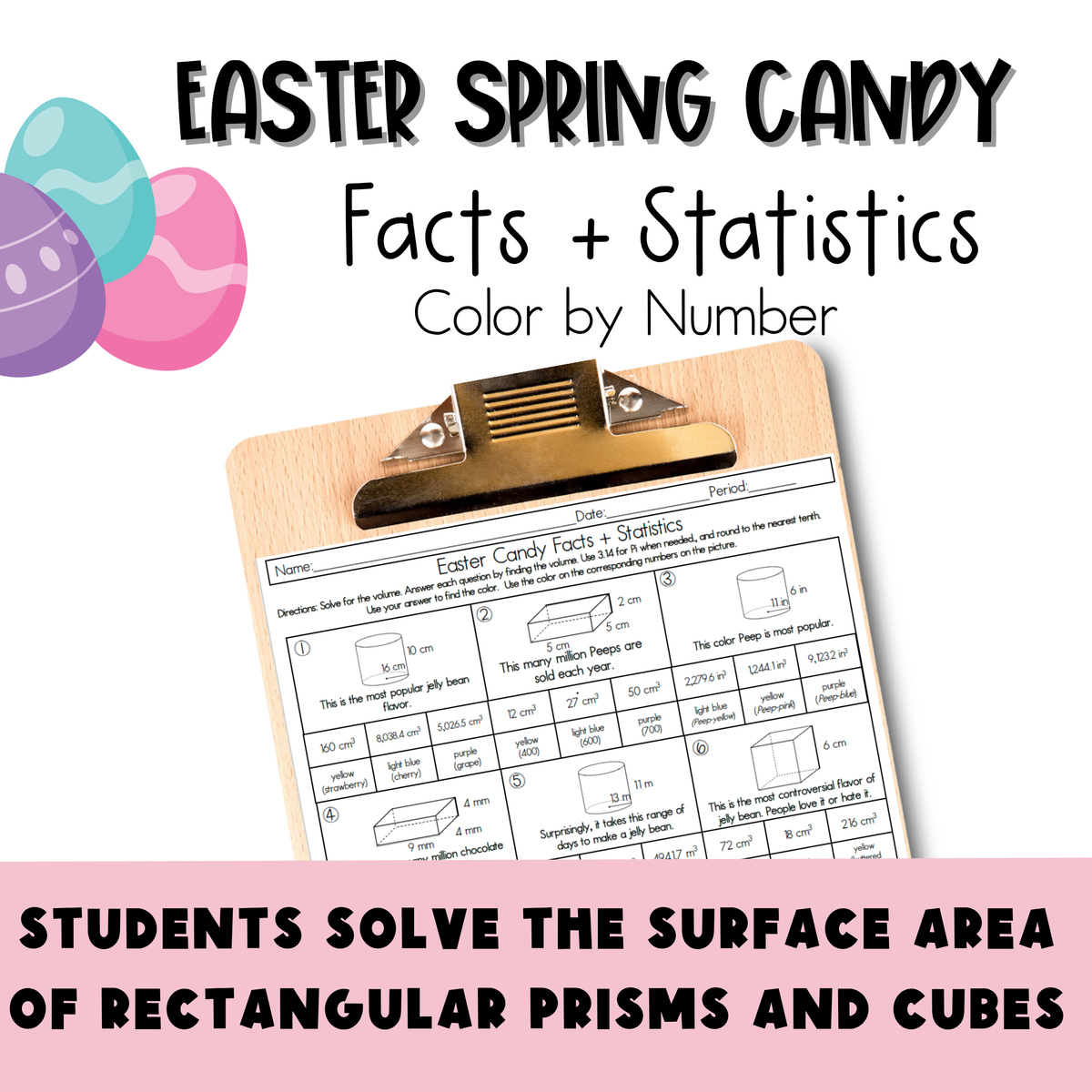 Easter / Spring Facts and Statistics Color by Number Worksheet