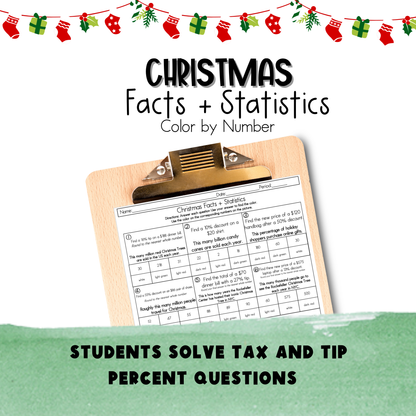 Christmas Facts and Statistics Color by Number Worksheet