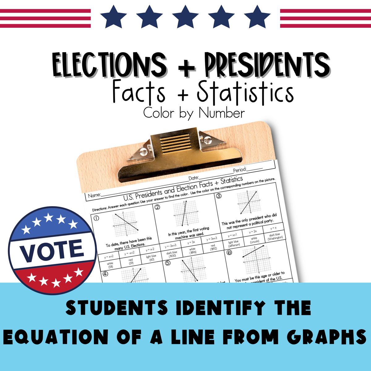 Elections + Presidents Facts and Statistics Color by Number Worksheet