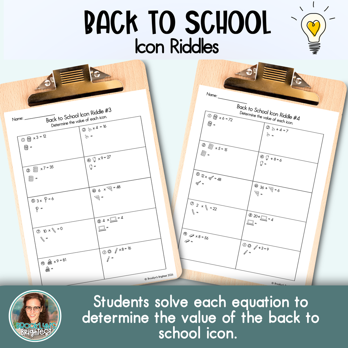Back to School Icon Riddles
