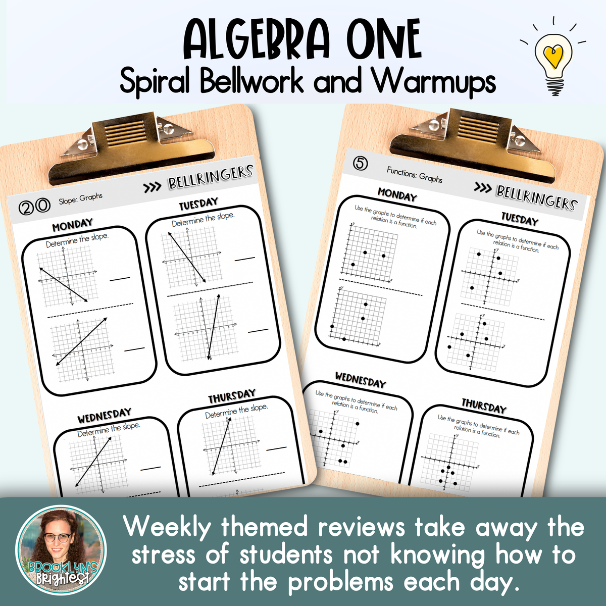 Algebra One Spiral Bellringers, Warmups, and Bellwork