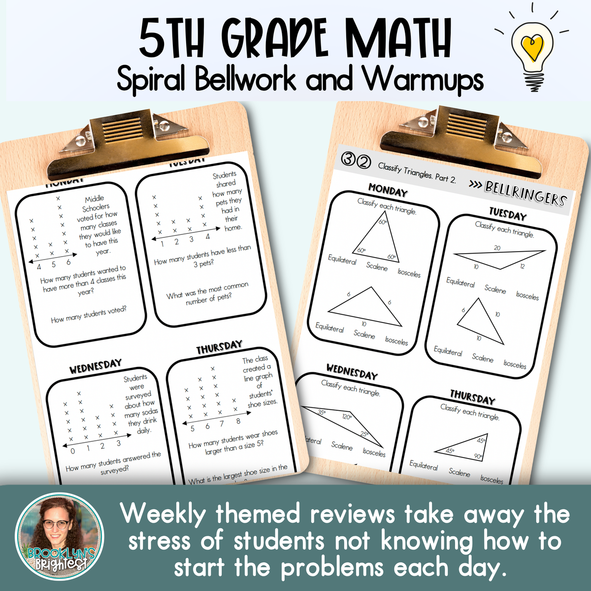 5th Grade Math Spiral Bellringers, Warmups, and Bellwork