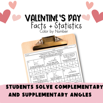 Valentine's Day Facts and Statistics Color by Number Worksheet