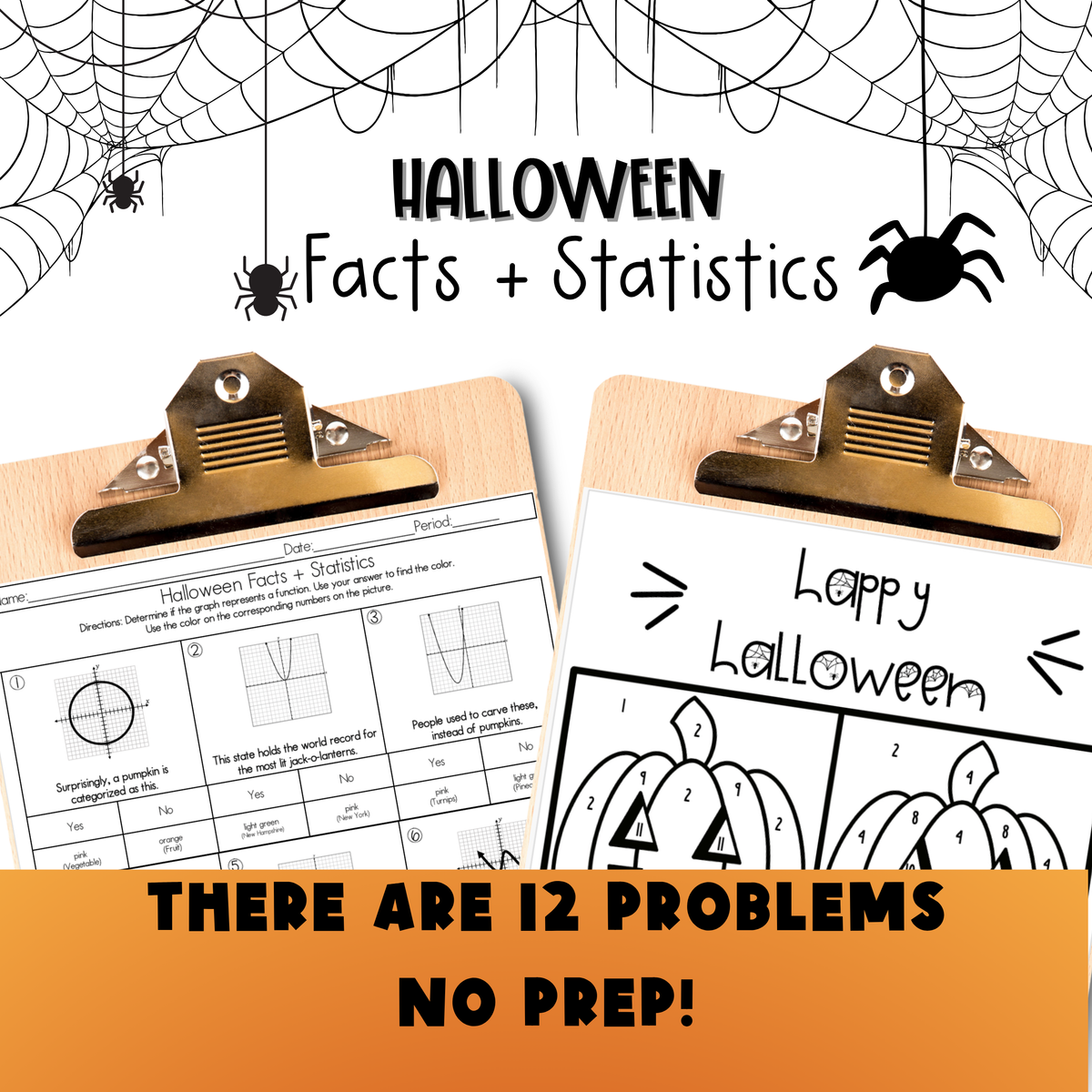 Halloween 8rd Grade Facts and Statistics Color by Number Worksheet