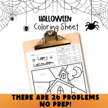 Adding Decimlas Halloween Coloring Sheet