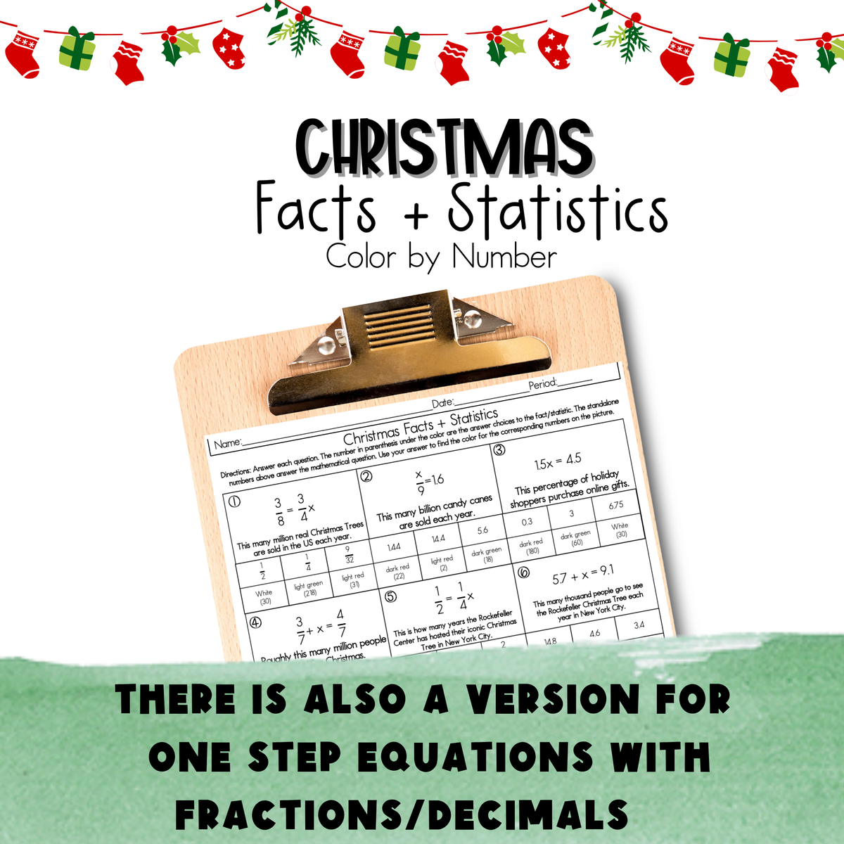 Christmas Facts and Statistics Color by Number Worksheet
