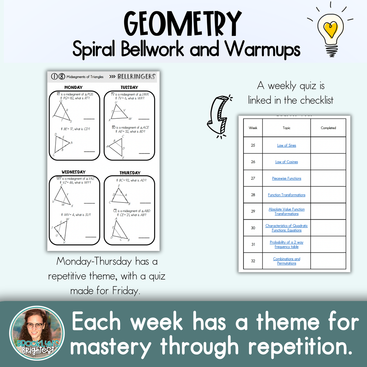 Geometry Spiral Bellringers, Warmups, and Bellwork