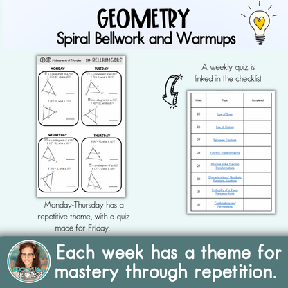 Geometry Spiral Bellringers, Warmups, and Bellwork