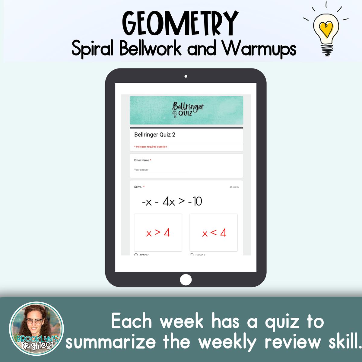 Geometry Spiral Bellringers, Warmups, and Bellwork