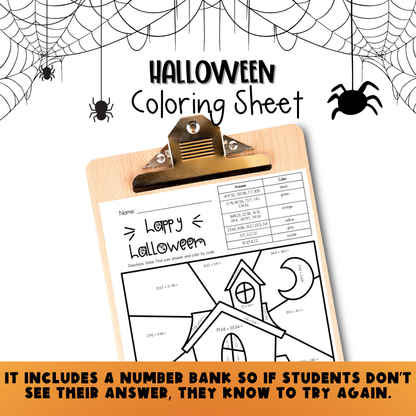 Adding Decimlas Halloween Coloring Sheet