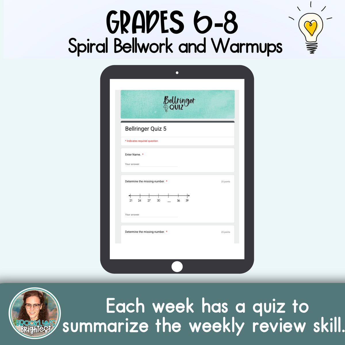 Middle School Math Spiral Review Bellringers, Warmups, and Bellwork
