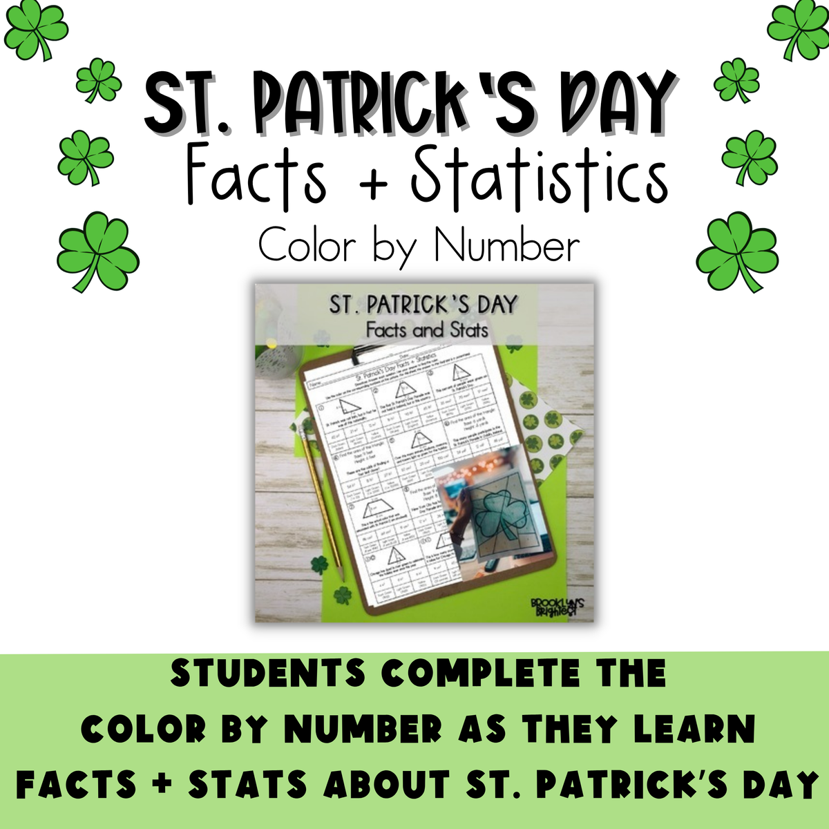 St. Patrick's Day Facts and Statistics Color by Number Worksheet