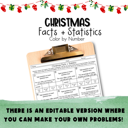 Christmas Facts and Statistics Color by Number Worksheet