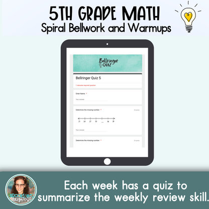 5th Grade Math Spiral Bellringers, Warmups, and Bellwork