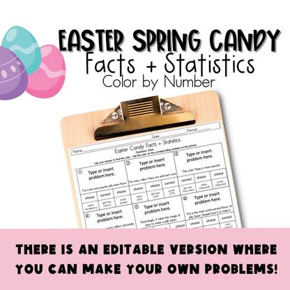 Easter / Spring Facts and Statistics Color by Number Worksheet