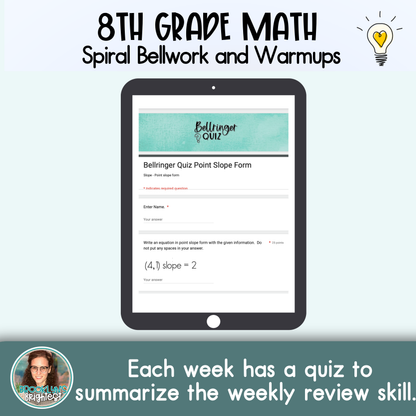 8th Grade Math Spiral Bellringers, Warmups, and Bellwork