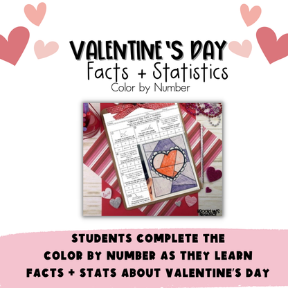 Valentine's Day Facts and Statistics Color by Number Worksheet