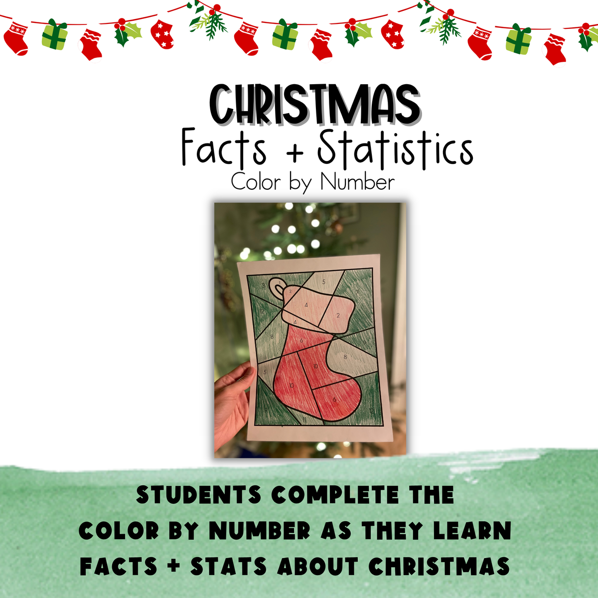 Christmas Facts and Statistics Color by Number Worksheet