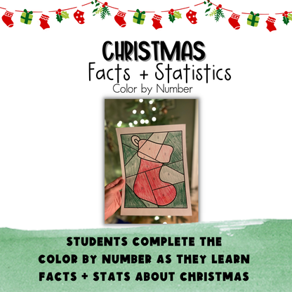Christmas Facts and Statistics Color by Number Worksheet