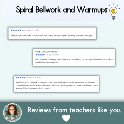 Algebra Two Spiral Bellringers, Warmups, and Bellwork