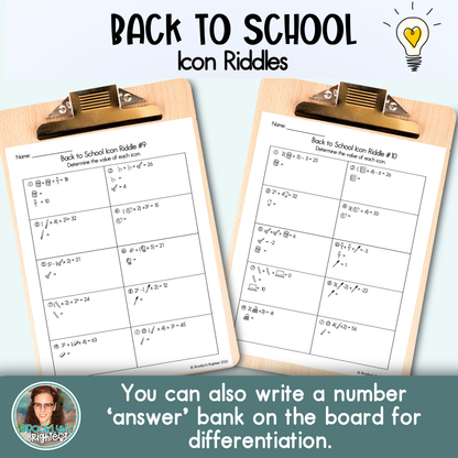 Back to School Icon Riddles