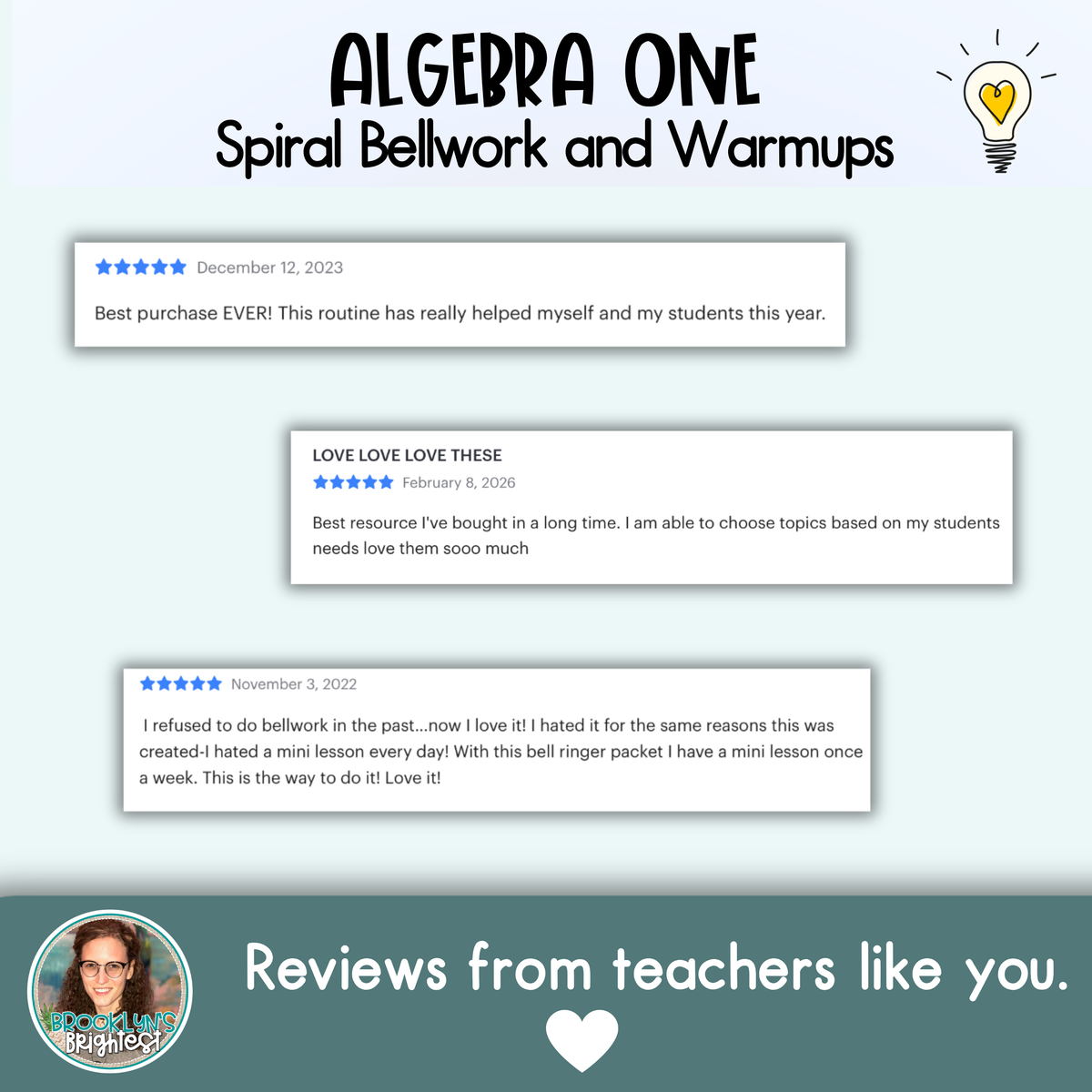 Algebra One Spiral Bellringers, Warmups, and Bellwork